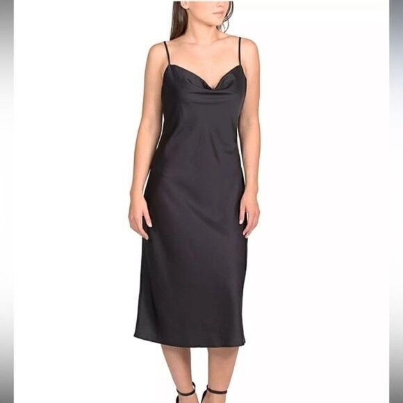 PINK ROSE Hippie Rose Juniors' Cowl-Neck Cami Dress black size small - Picture 2 of 10